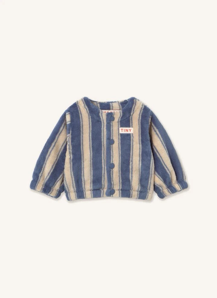Tinycottons - Striped Fleece Jacket | Petrol blue