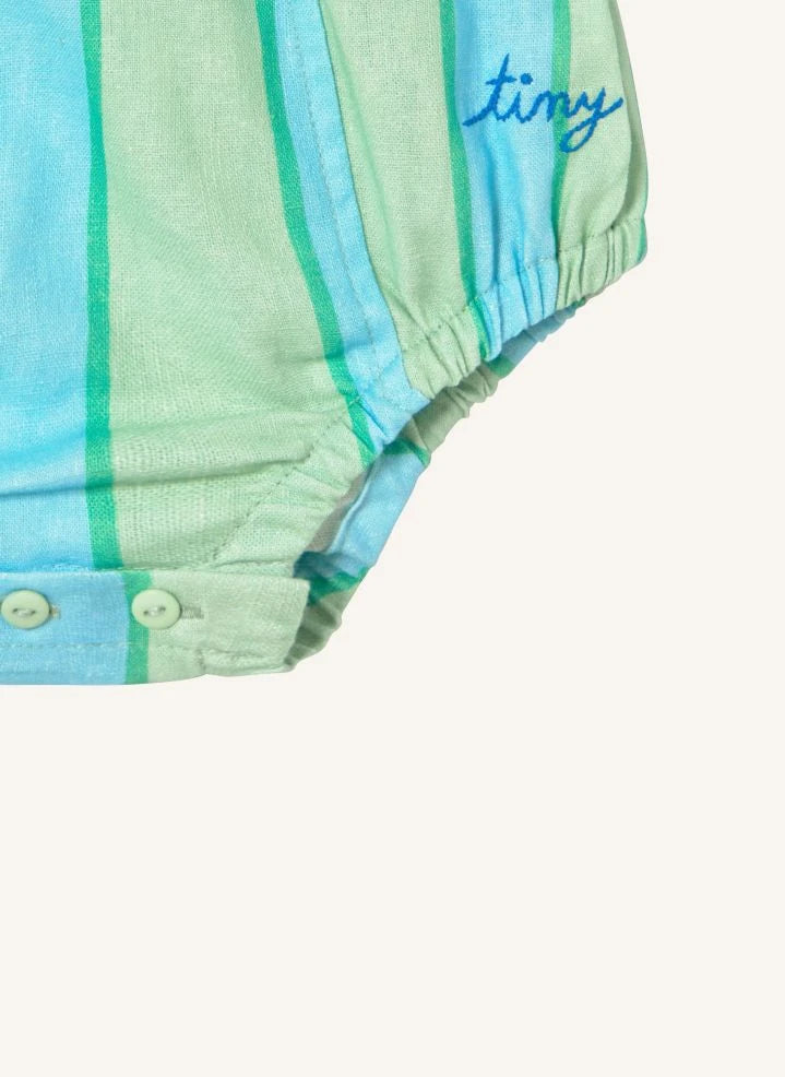 Tinycottons - Linen striped romper | Green
