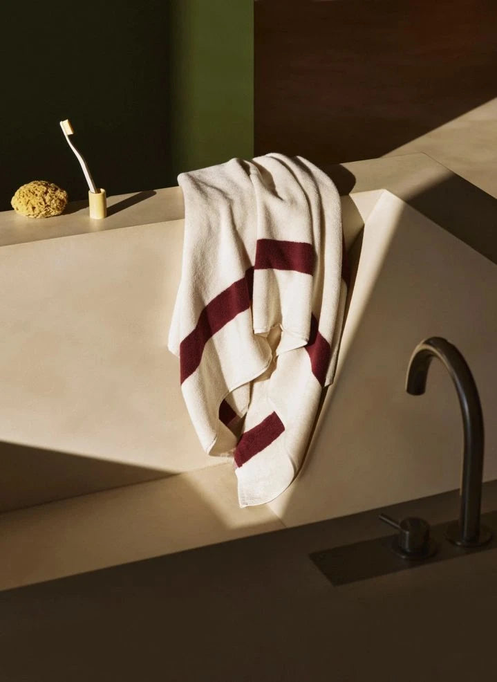 Hay - Stripe Bath Towel  | Burgundy