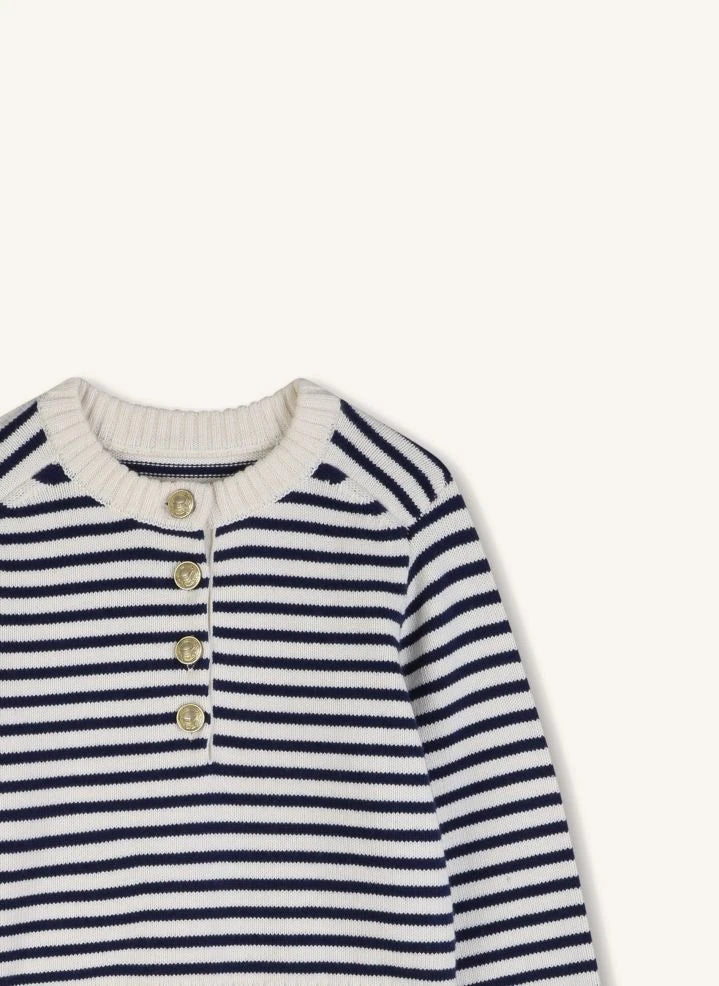 Zadig & Voltaire - Striped Buttoned Knit Sweater | Ecru