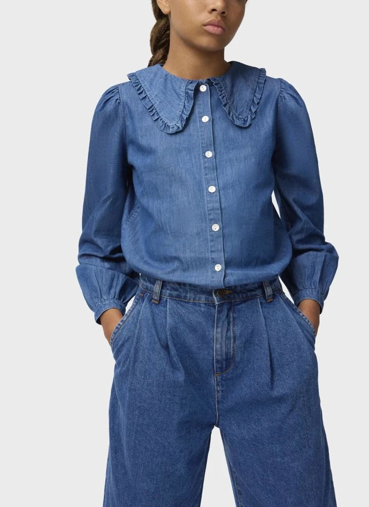 Molo - Robbin Denim Collar Blouse Organic Cotton | Blue