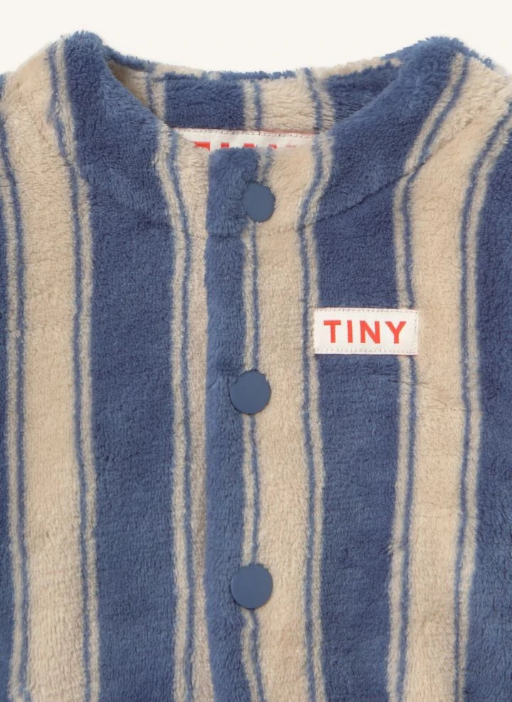 Tinycottons - Striped Fleece Jacket | Petrol blue