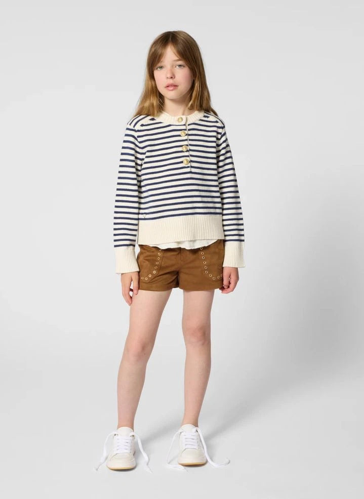 Zadig & Voltaire - Striped Buttoned Knit Sweater | Ecru