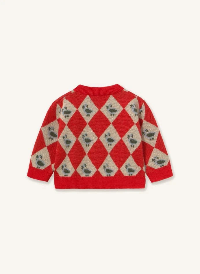 Tinycottons - Argyle Wool Cardigan | Red