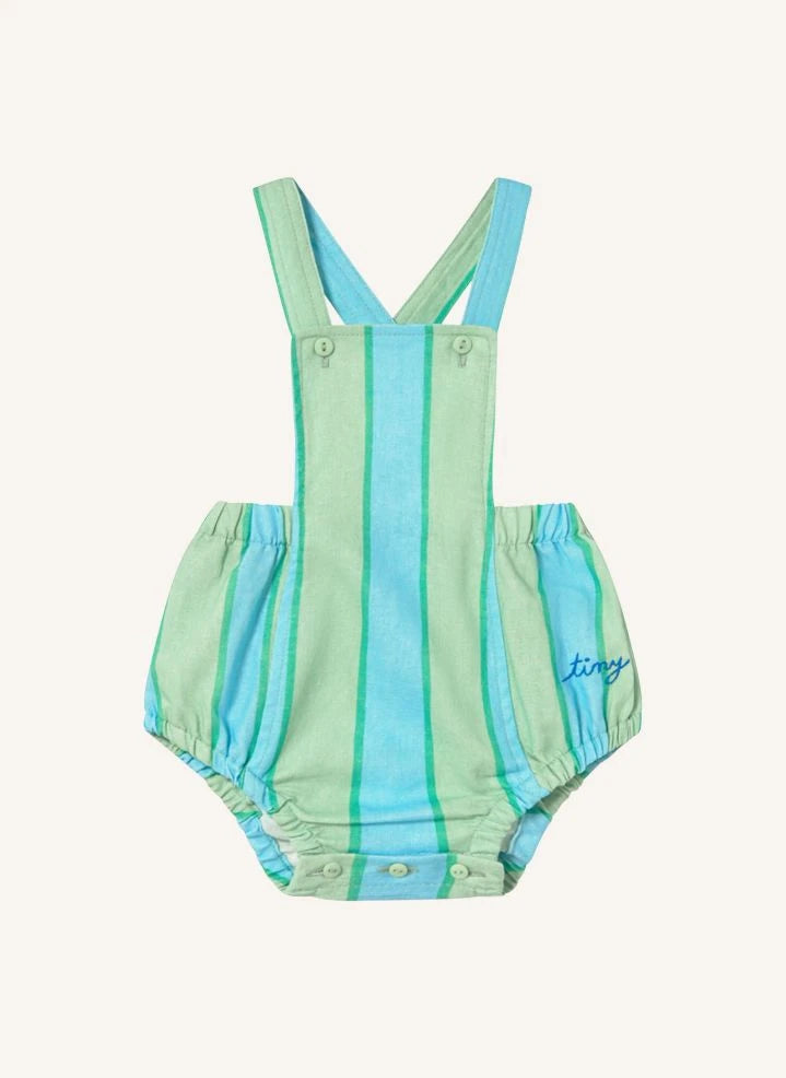 Tinycottons - Linen striped romper | Green