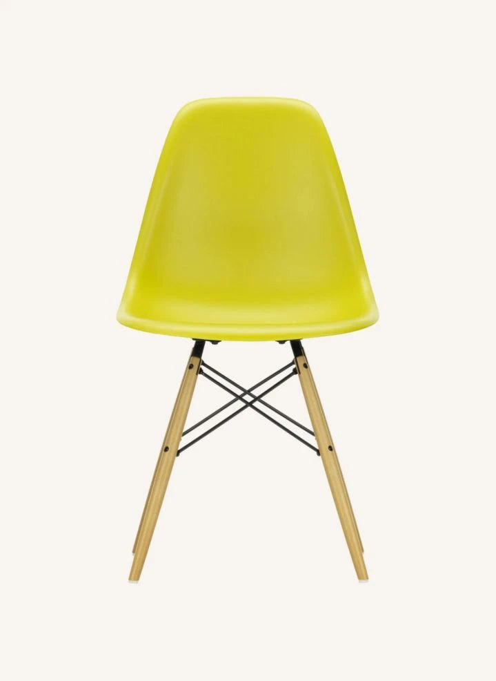 Vitra - DSW plastic chair - maple base - Charles &amp; Ray Eames | Mustard