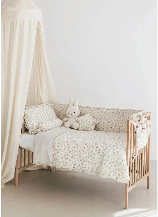 Babyshower - Olive Bloom bumper pad | Ecru