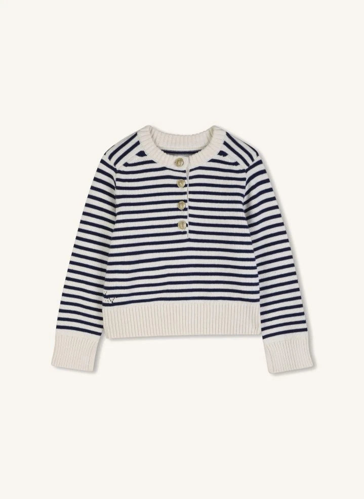 Zadig & Voltaire - Striped Buttoned Knit Sweater | Ecru