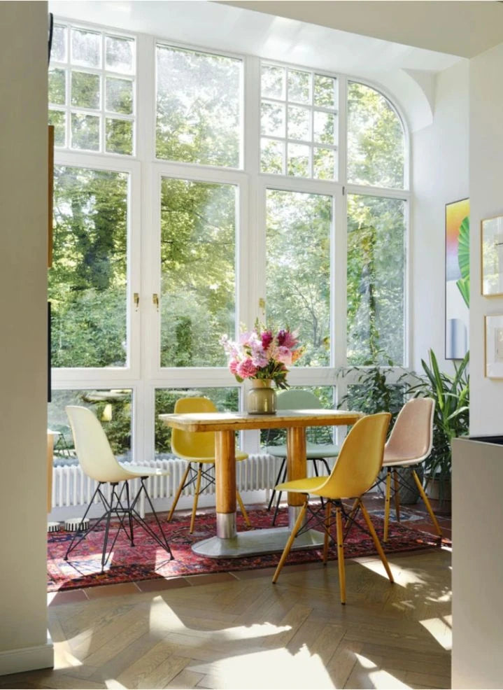 Vitra - DSW plastic chair - maple base - Charles &amp; Ray Eames | Mustard