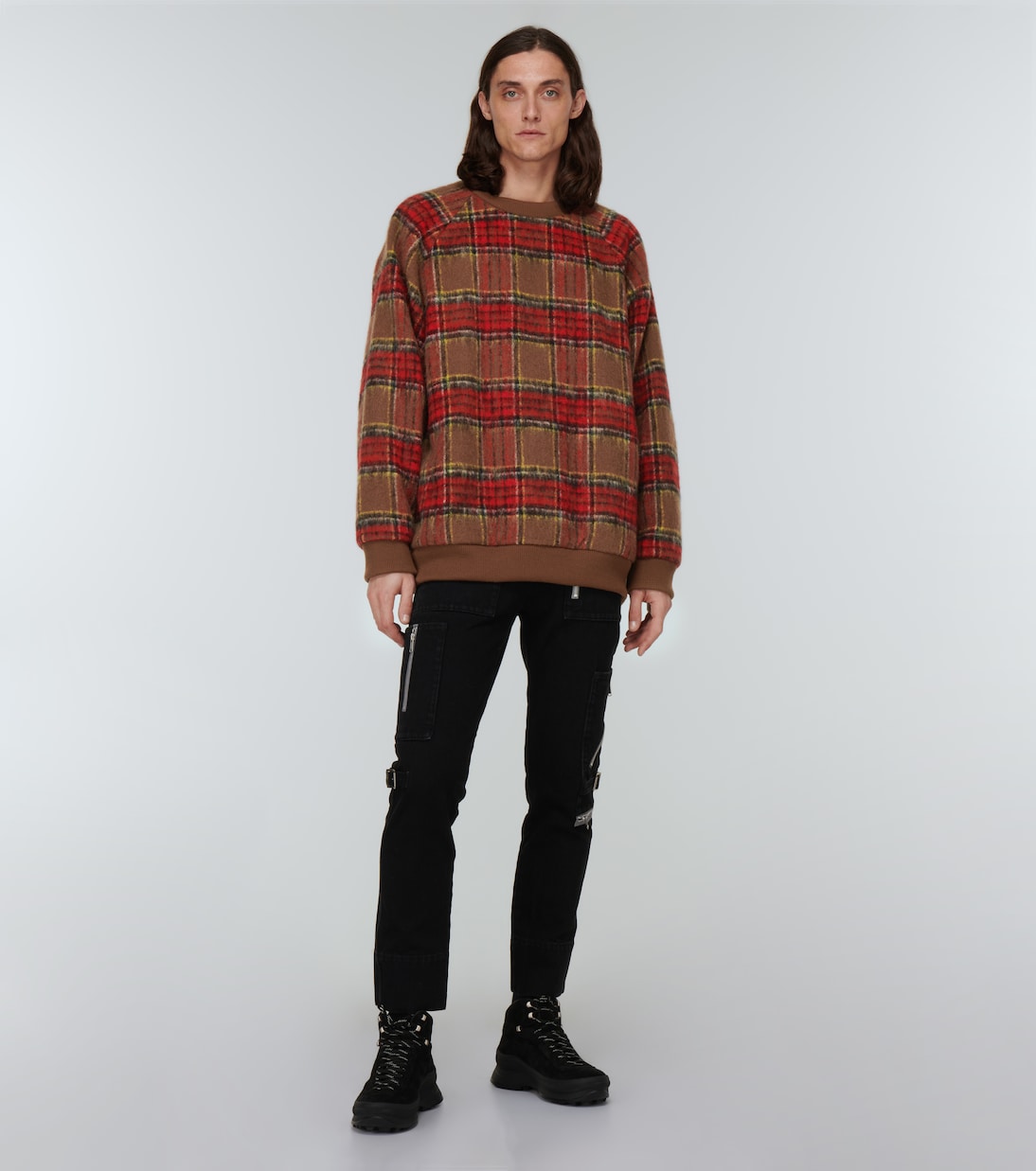 Undercover - Checked wool-blend flannel sweater