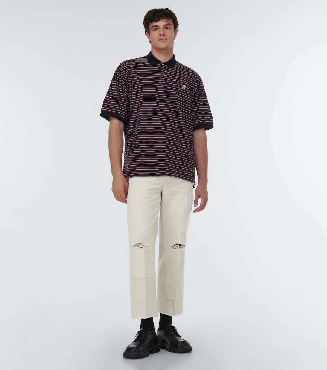 Undercover - Striped cotton polo shirt