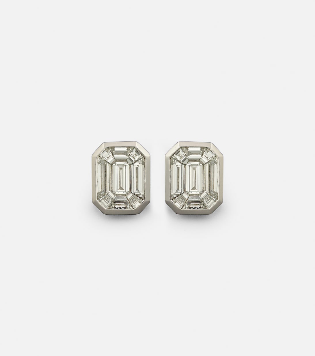 Shay Jewelry - Illusion 18kt white gold earrings with diamonds