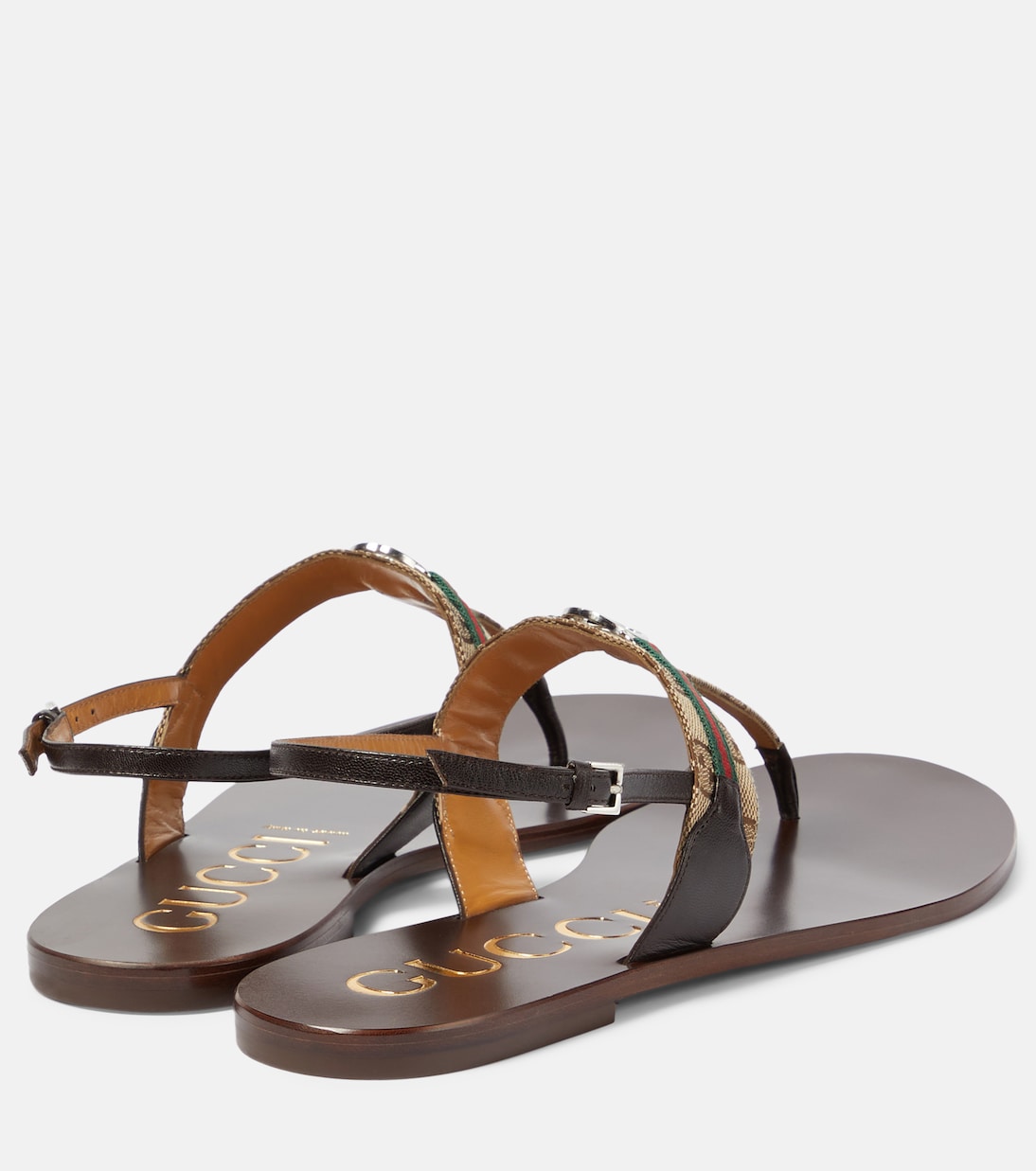 Gucci - Leather-trimmed thong sandals