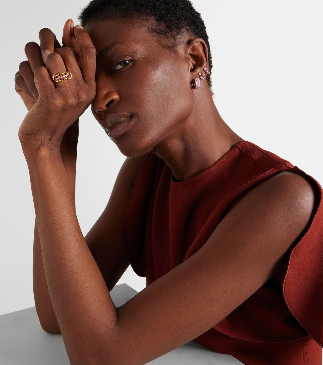 Anita Ko - Lola 18kt rose gold hoop earrings with diamonds and sapphires