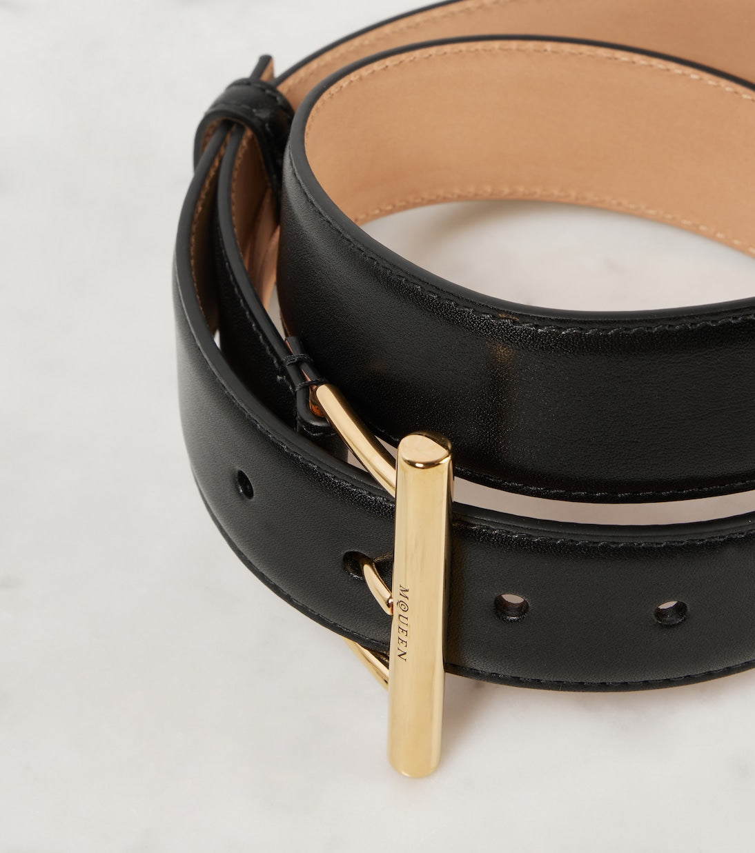 McQueen - T-Bar Hip leather belt