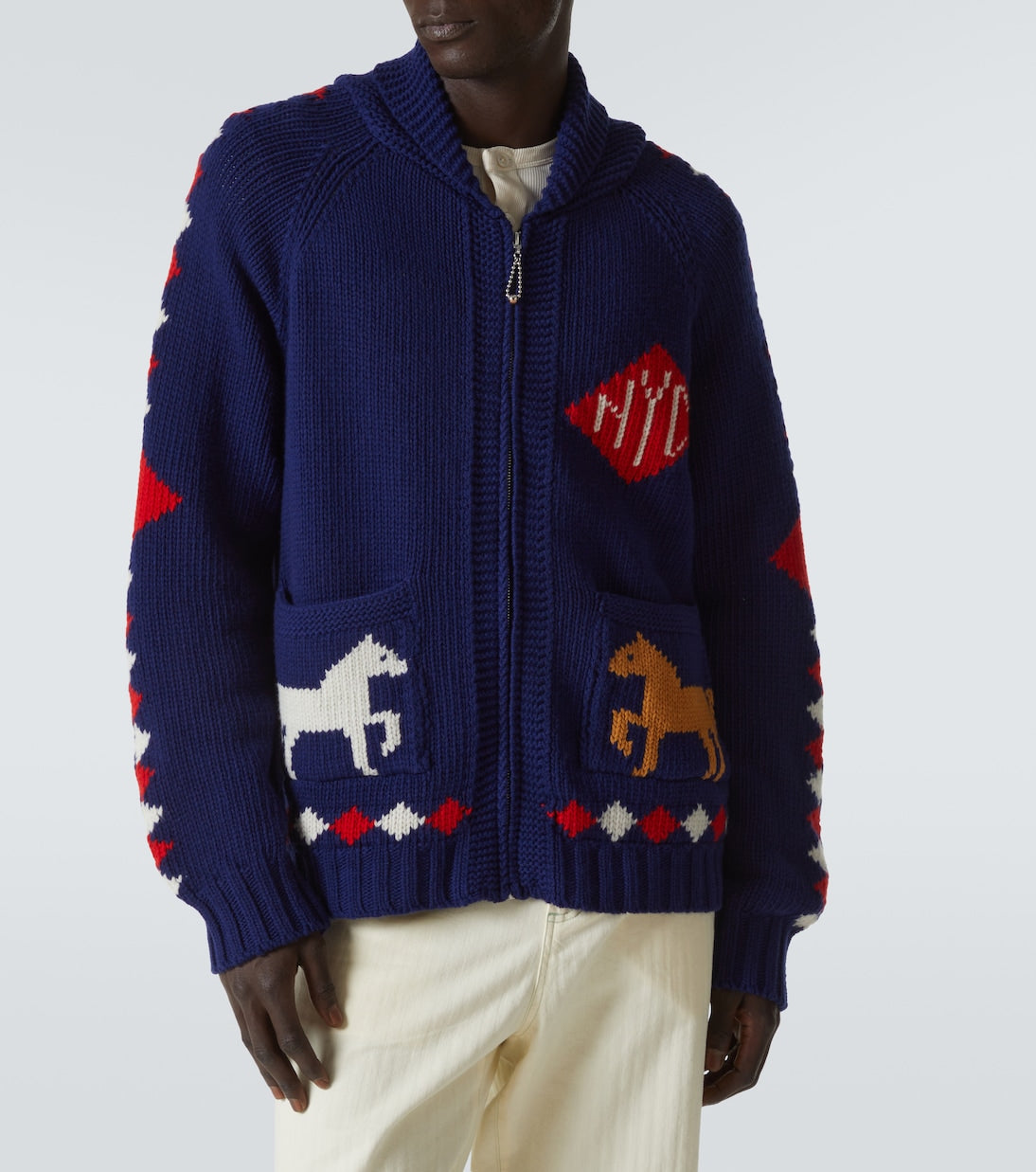 Bode - Diamond Corral wool zip-up cardigan