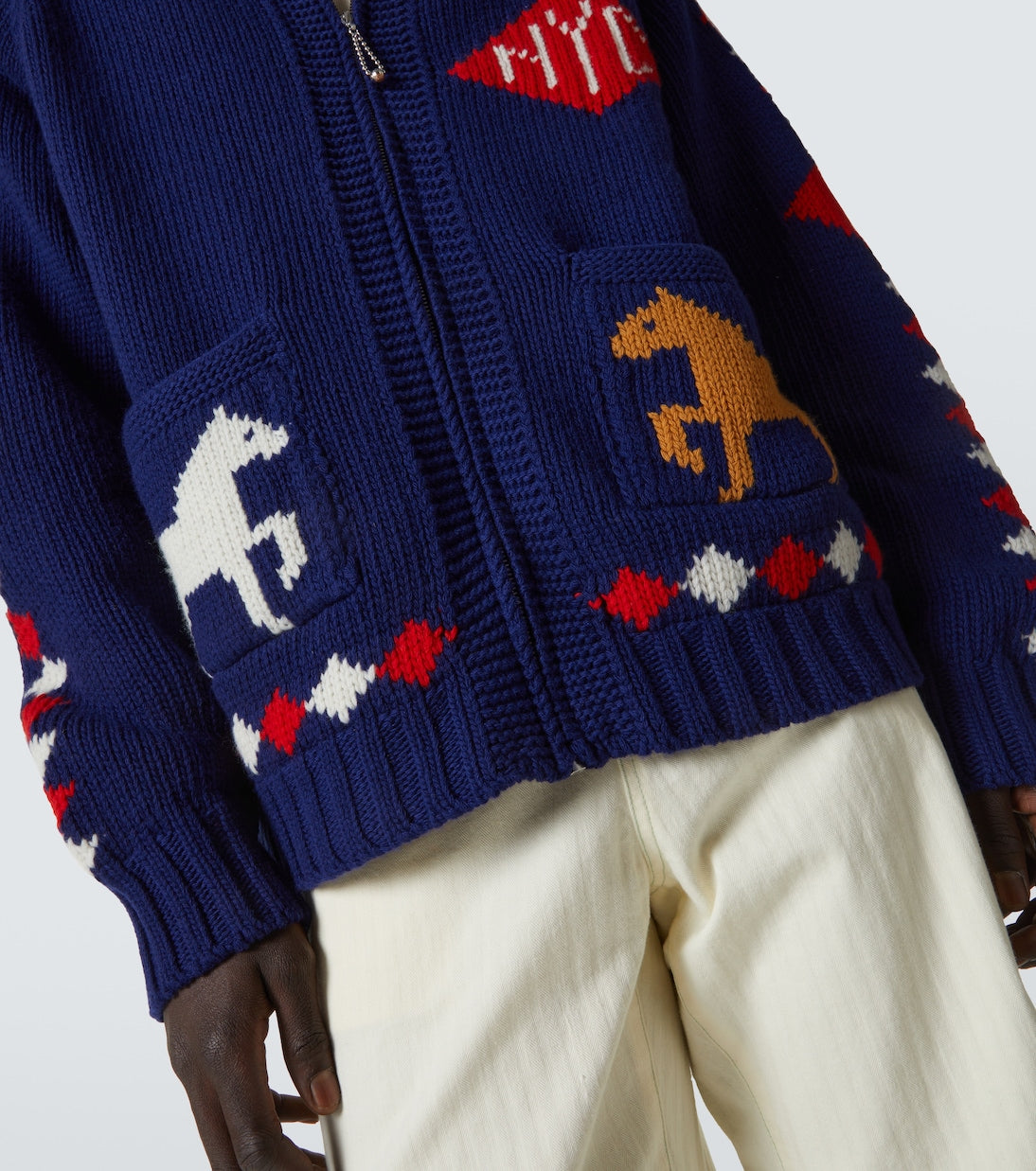 Bode - Diamond Corral wool zip-up cardigan