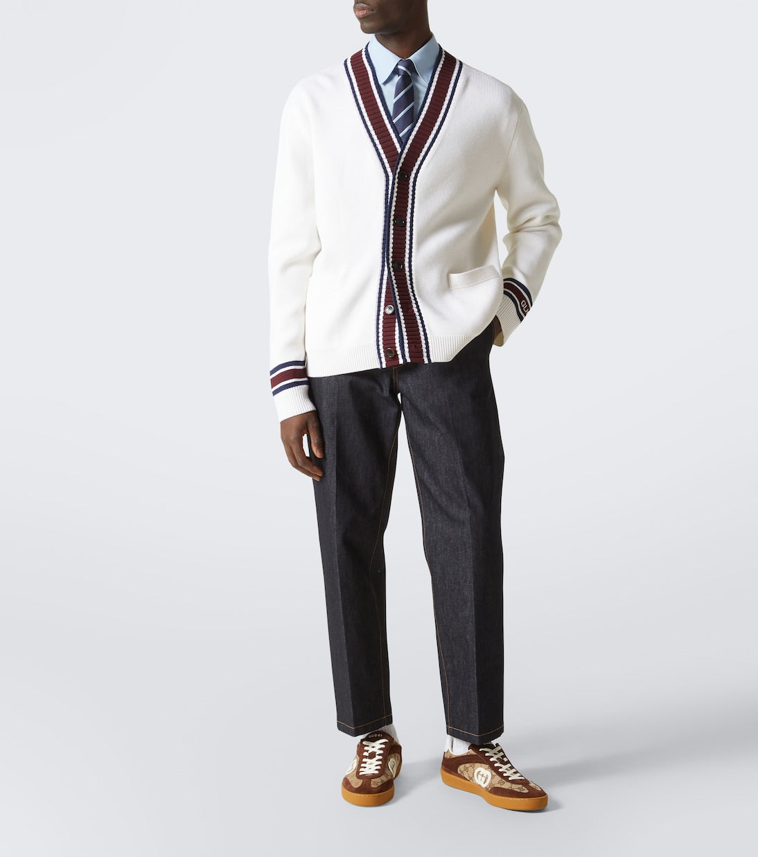Gucci - Interlocking G suede-trimmed sneakers