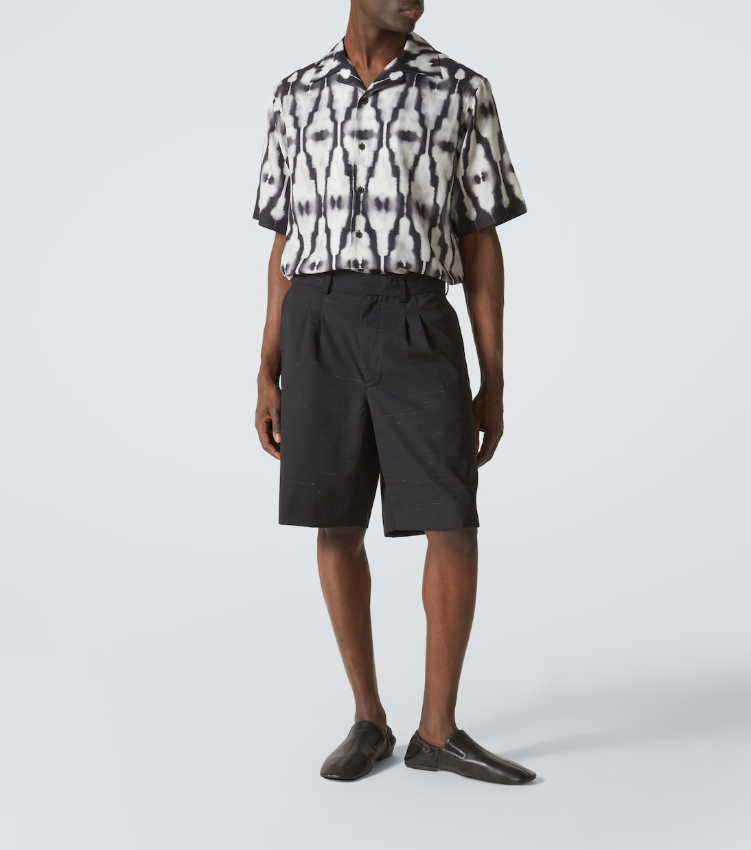 Commas - Heathered cotton and wool shorts