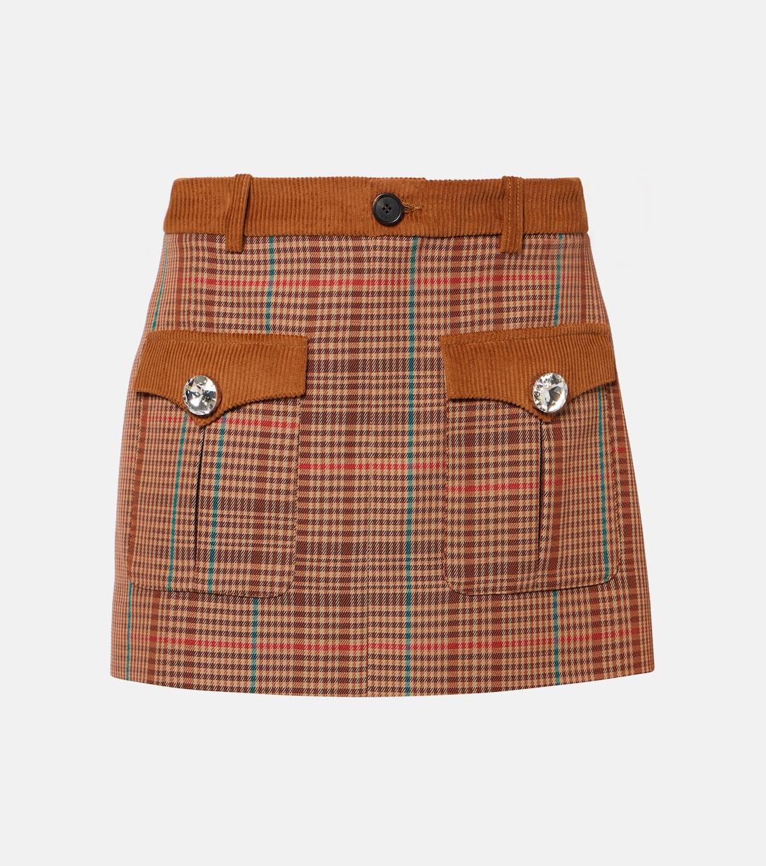 Area - Checked wool-blend miniskirt