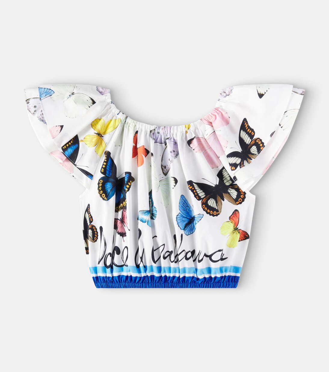 Dolce&Gabbana Kids - Ruffled printed cotton poplin top