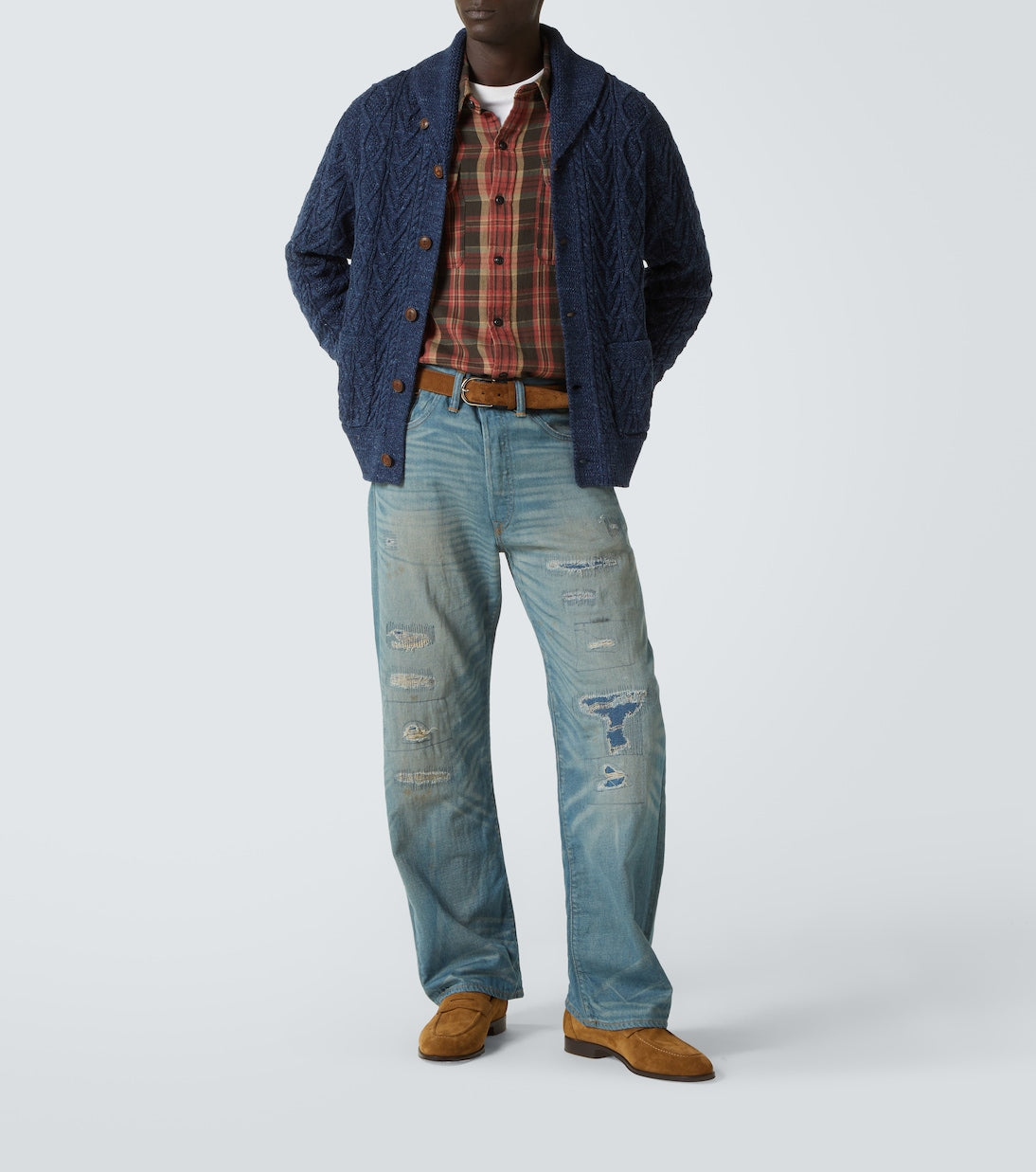RRL - Cable-knit cotton cardigan