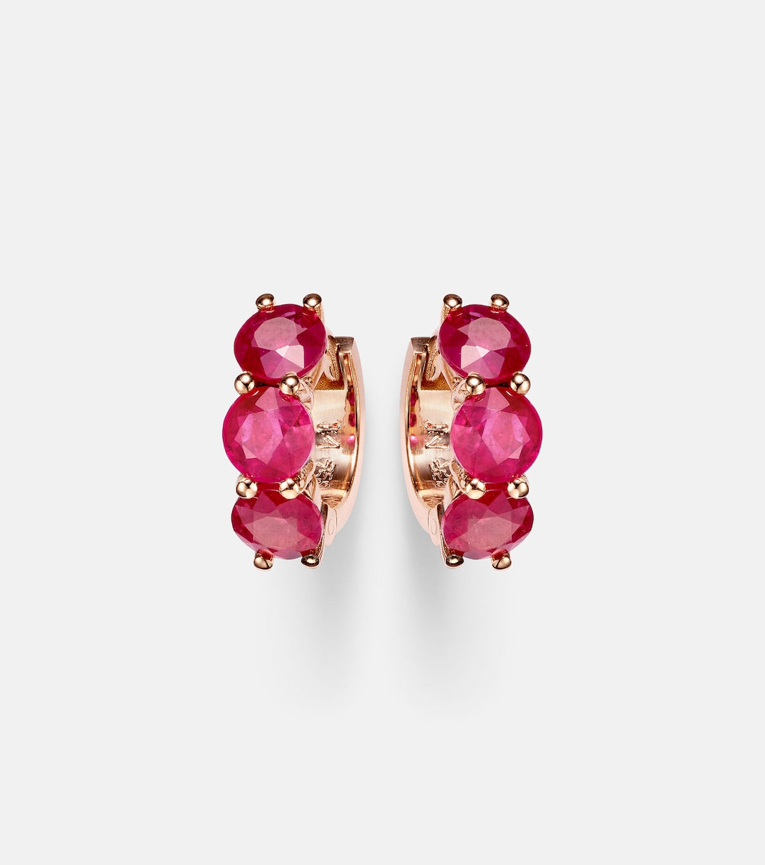 Ileana Makri - 18kt rose gold hoop earrings with rubies