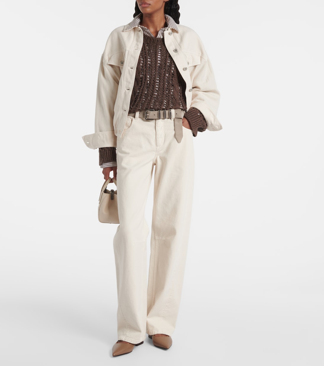 Brunello Cucinelli - Pointy leather slingback flats