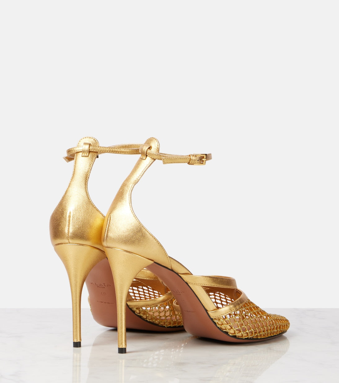 Alaïa - Infradito Fishnet 90 leather pumps
