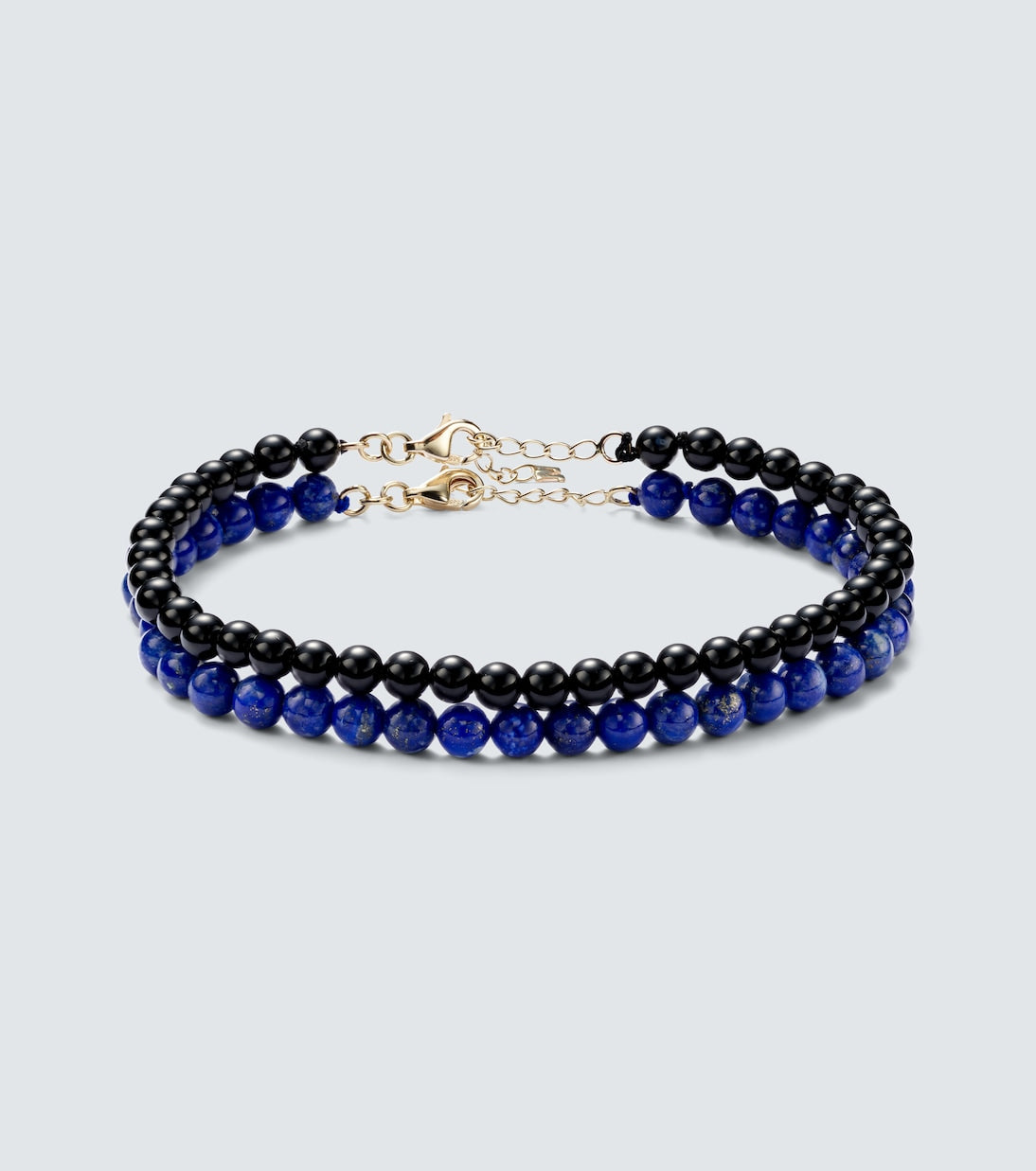 Mateo - Set of 2 14kt gold beaded bracelets with lapis lazuli and onyx