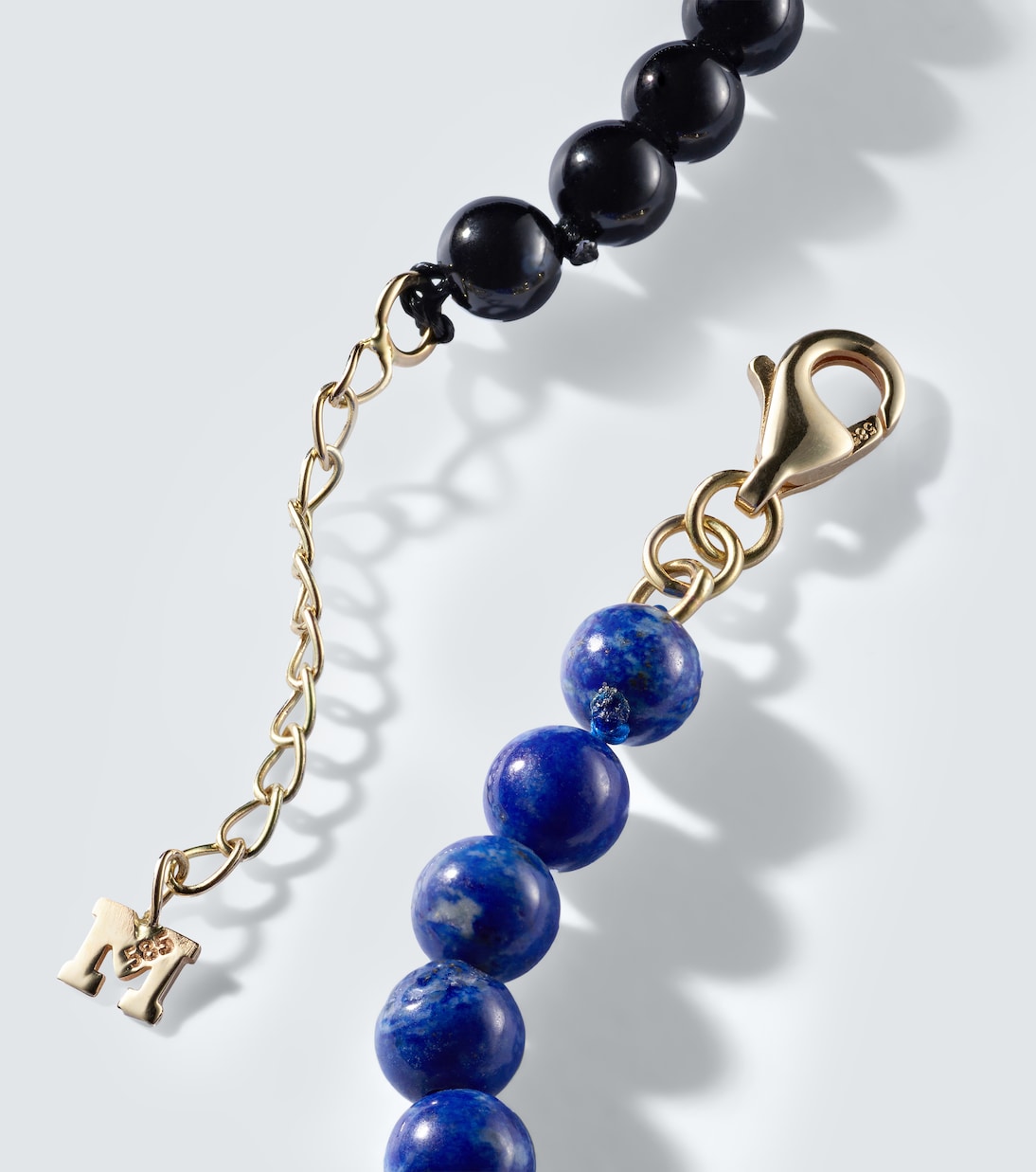 Mateo - Set of 2 14kt gold beaded bracelets with lapis lazuli and onyx