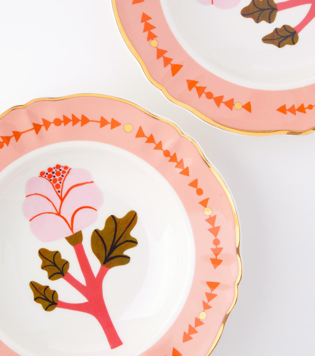 Bitossi - Botanica Rosa set of 4 porcelain soup plates