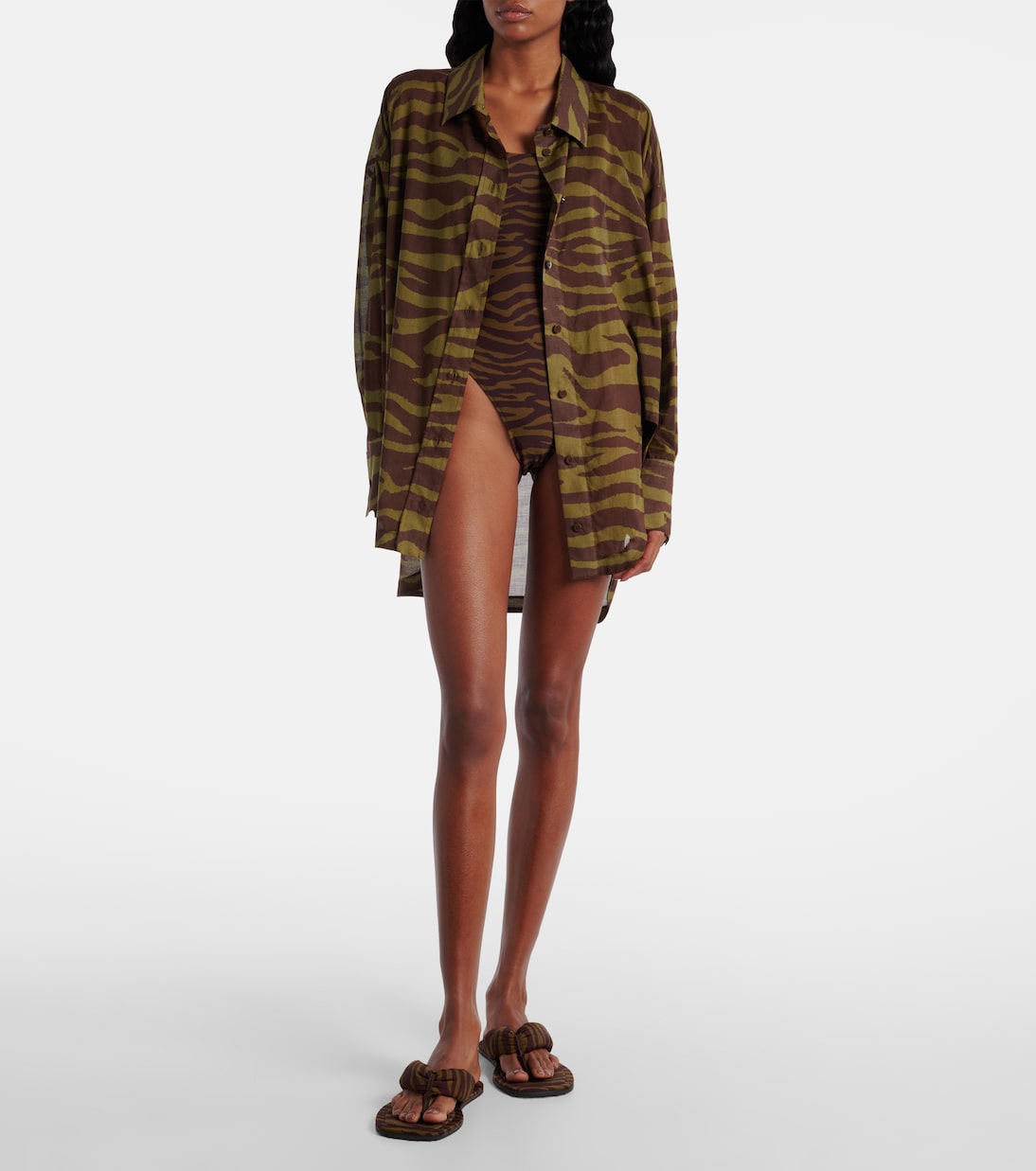 The Attico - Zebra-print cotton muslin shirt