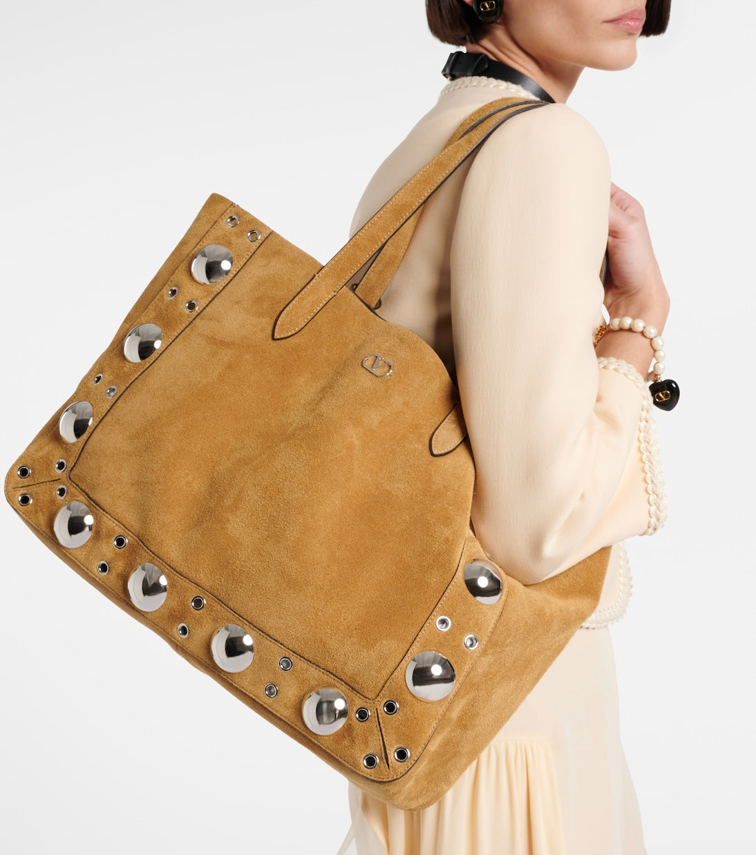 Valentino Garavani - Nellcôte Medium studded suede shopper