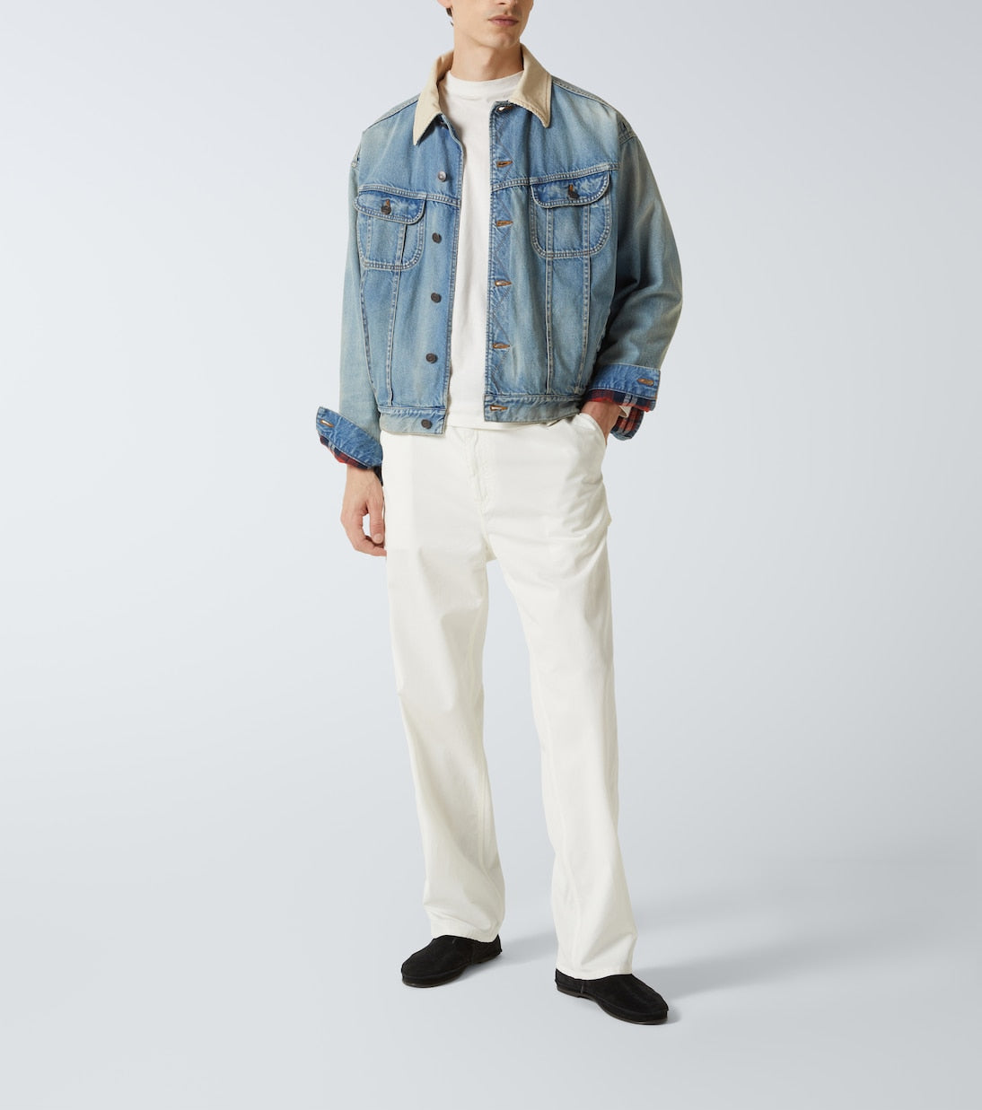 The Row - Joret corduroy-trimmed denim jacket