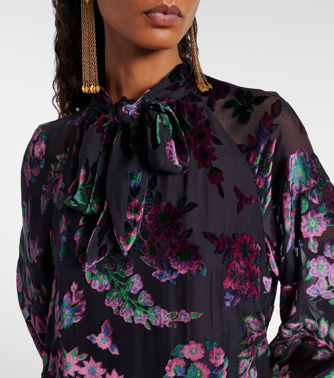 Etro - Printed tie-neck blouse