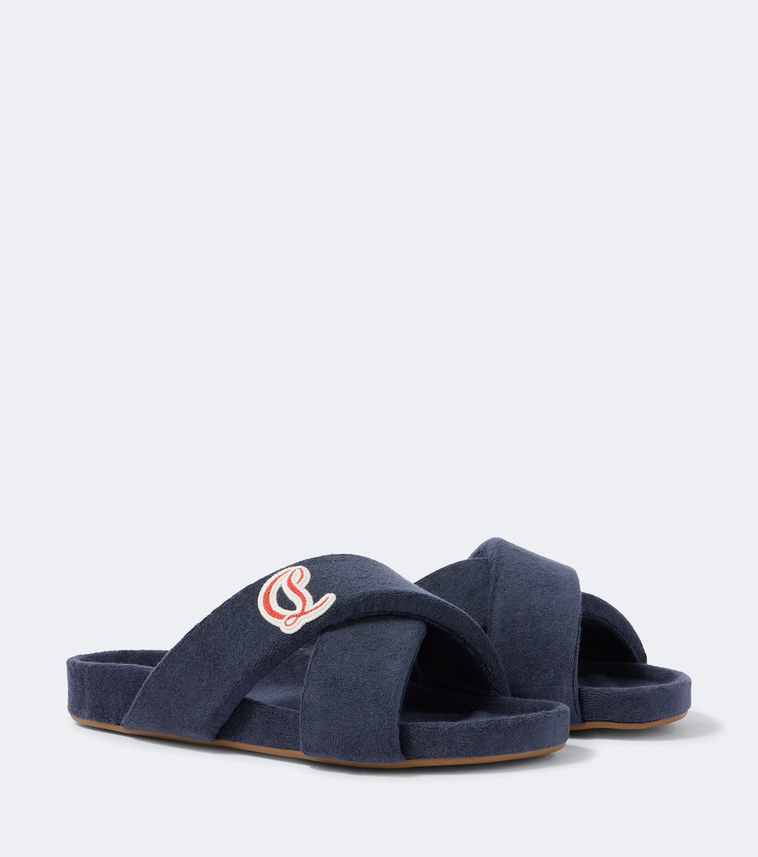 Christian Louboutin - Bizzu embroidered logo slides
