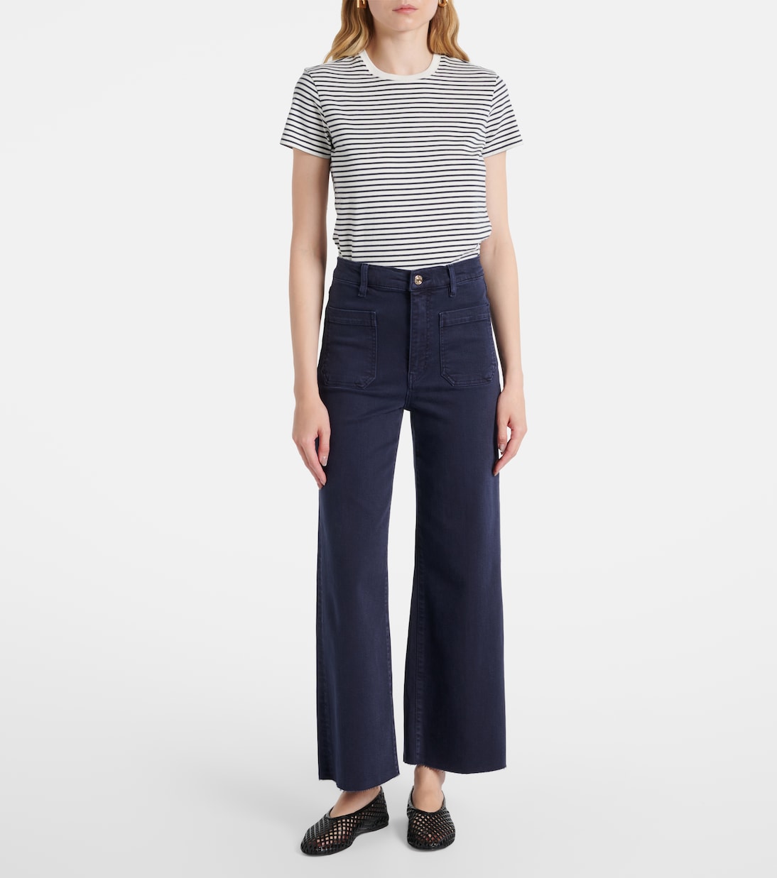 Frame - Anchor high-rise ankle wide-leg jeans