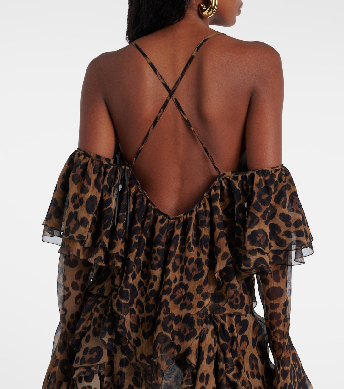Blumarine - Leopard-print draped silk top