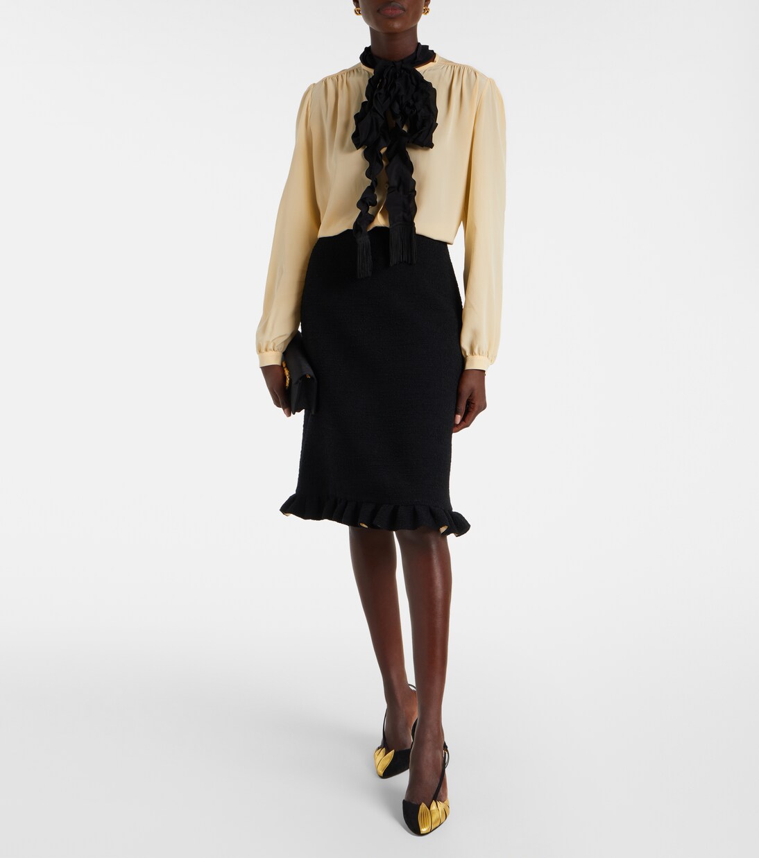 Valentino Garavani - Ruffled wool-blend miniskirt