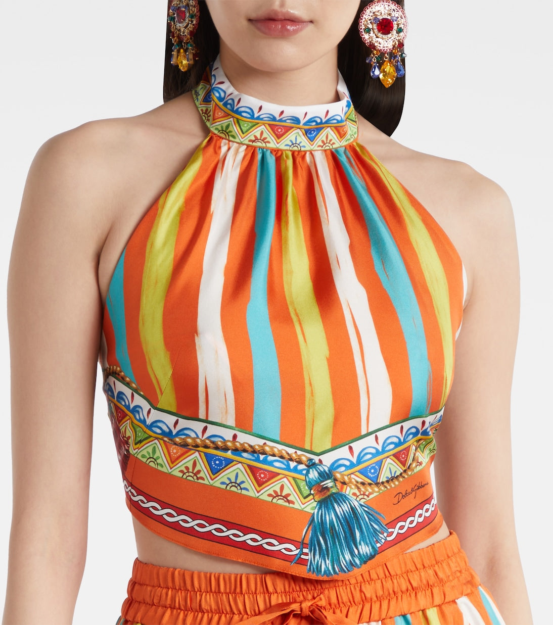 Dolce&Gabbana - Striped halterneck silk top
