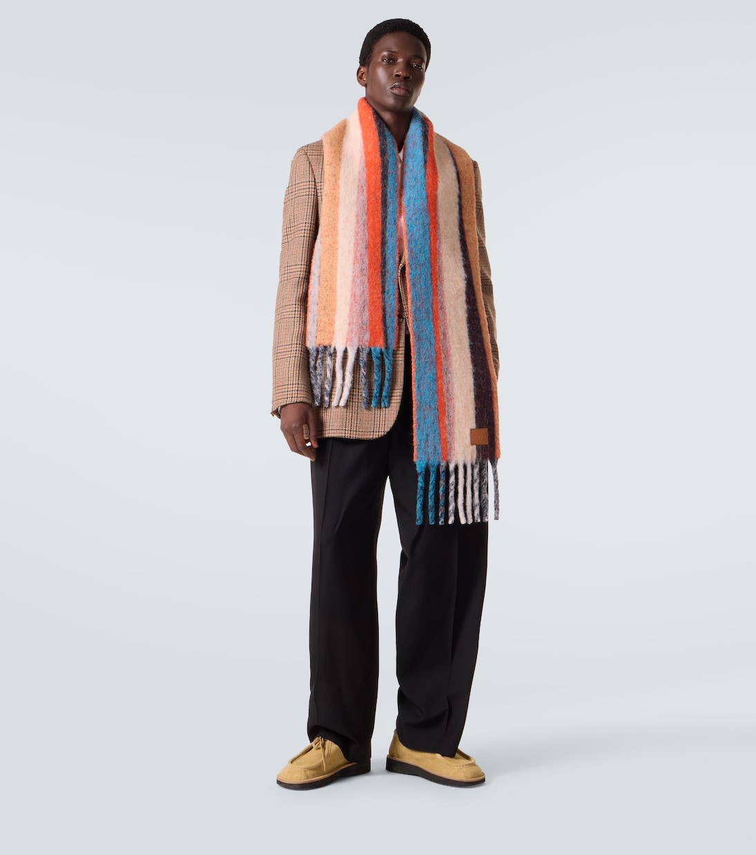 Loewe - Fringed striped alpaca-blend scarf