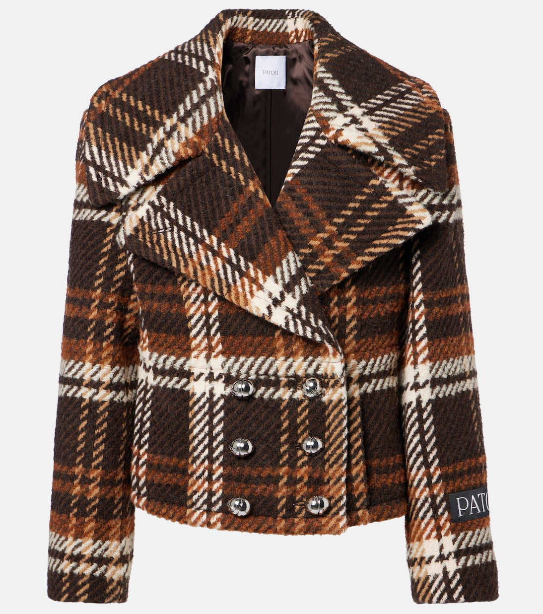 Patou - Checked double-breasted wool-blend jacket