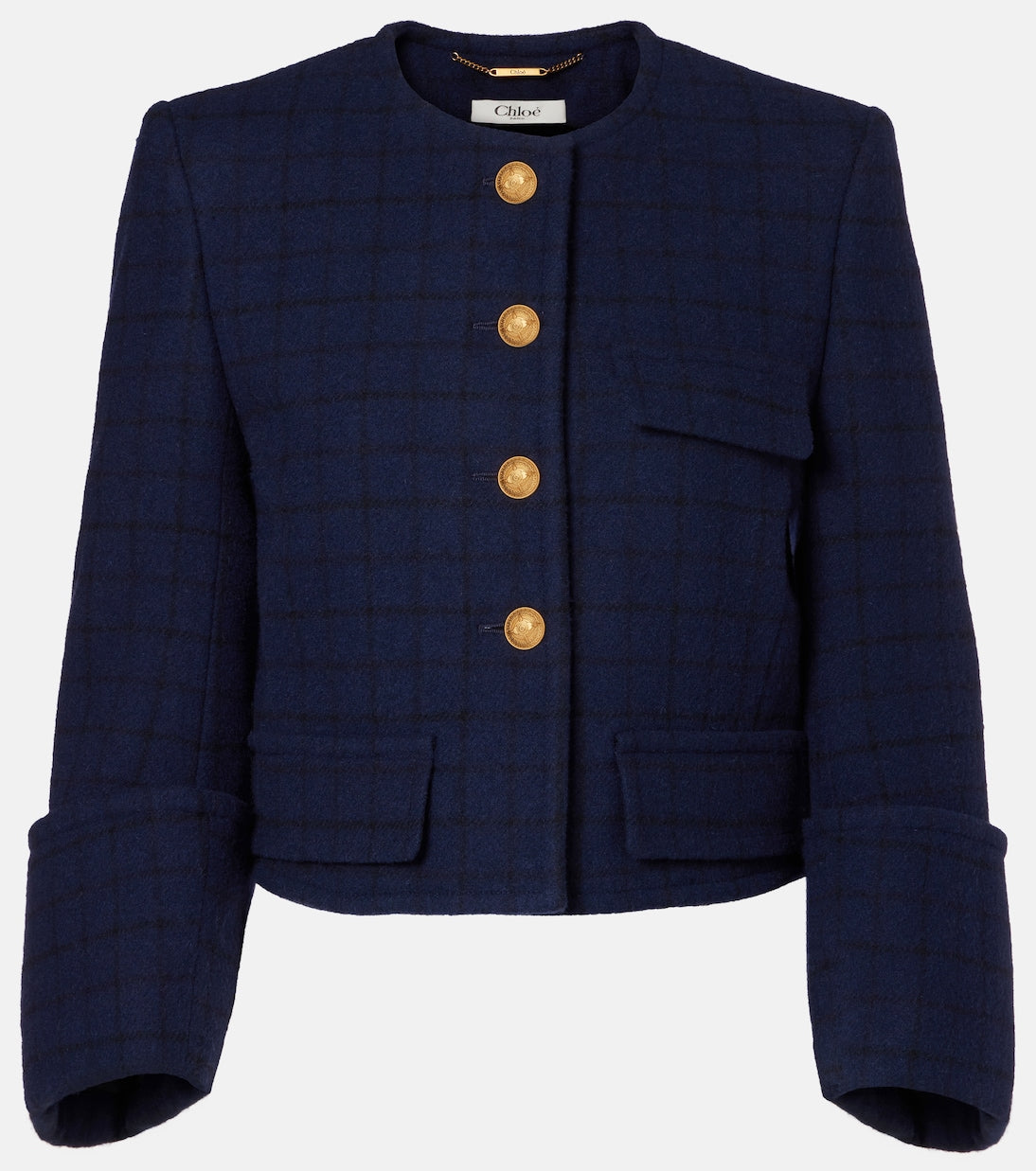 Chloé - Checked cropped wool-blend jacket