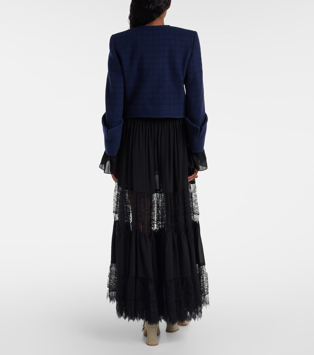 Chloé - Checked cropped wool-blend jacket