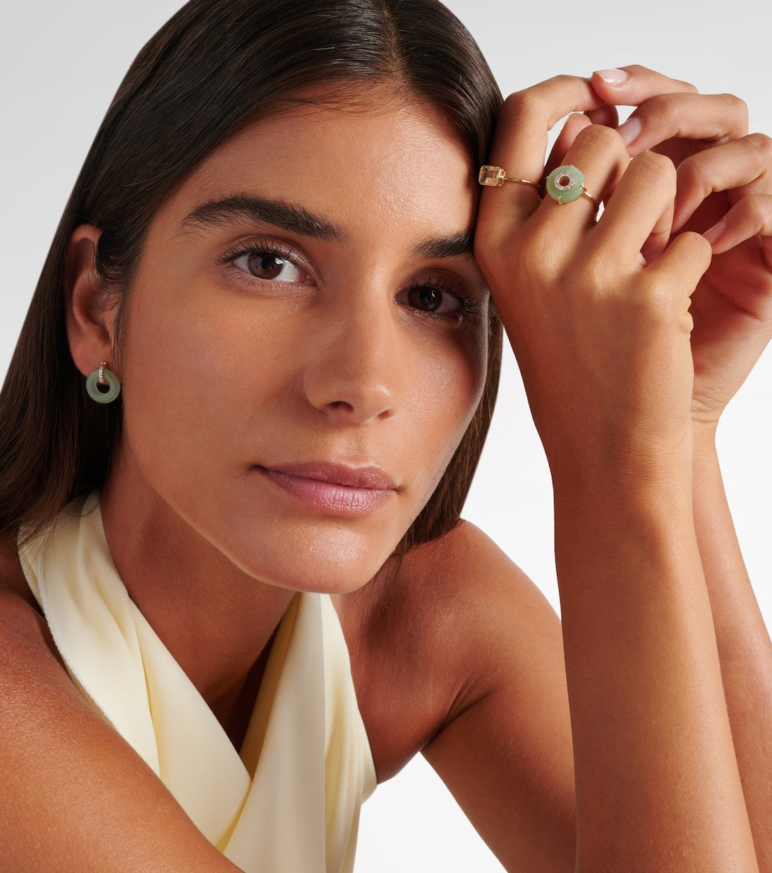 Mateo - 14kt gold ring with jade and diamonds
