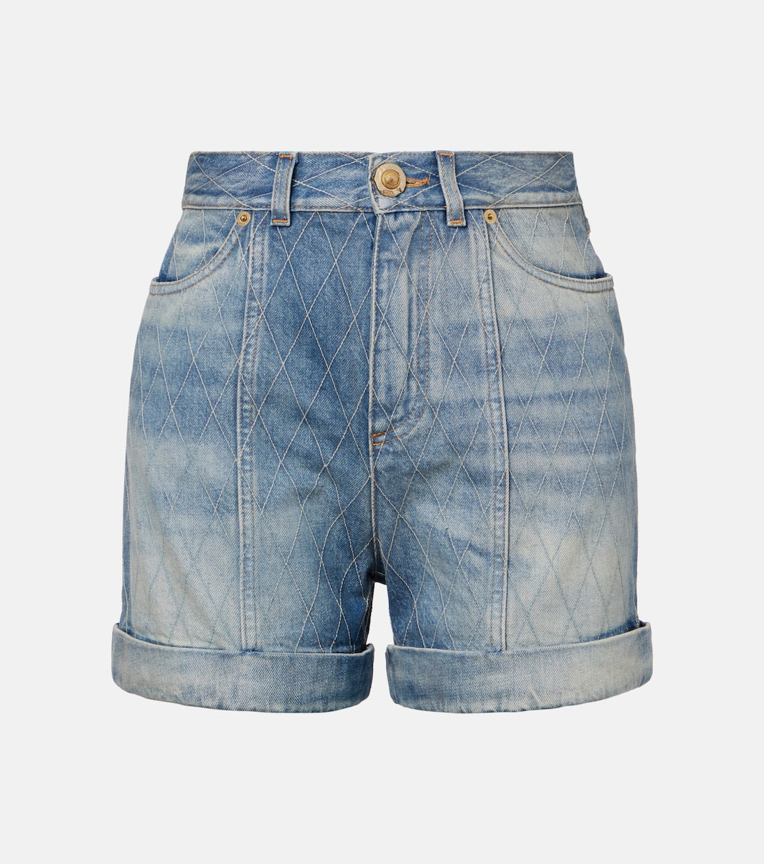 Balmain - Patterned denim shorts