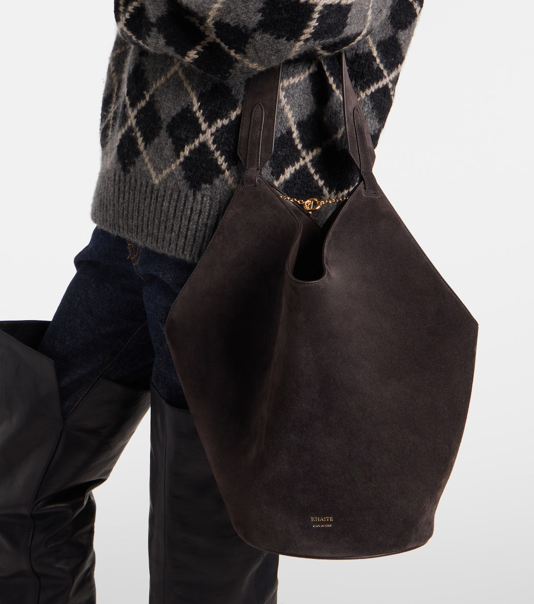 Khaite - Lotus Small suede tote bag