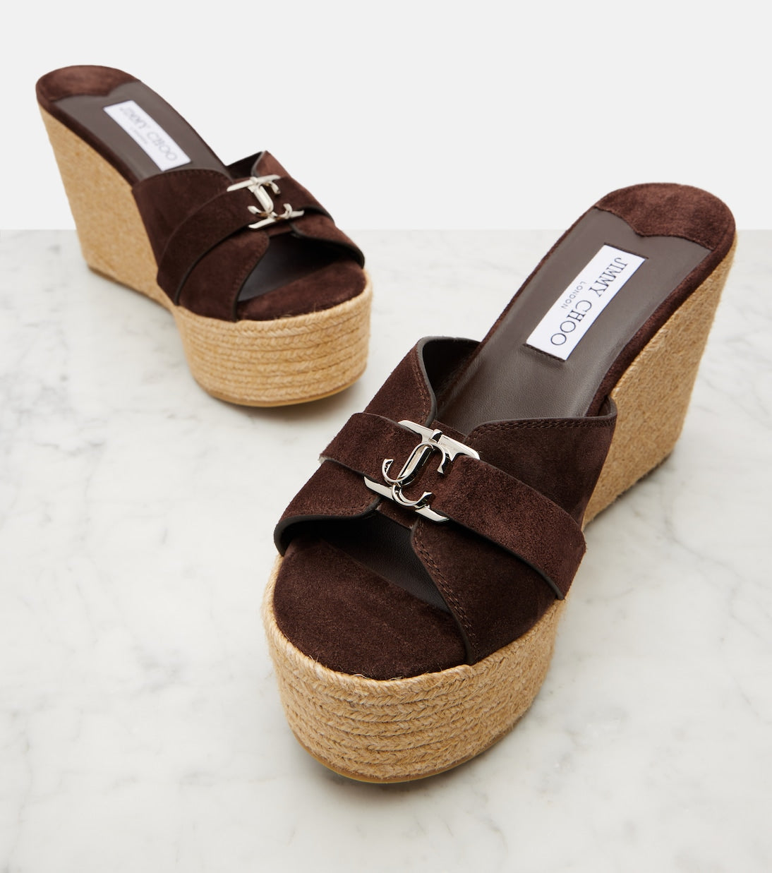 Jimmy Choo - Leda 100 suede espadrille wedges