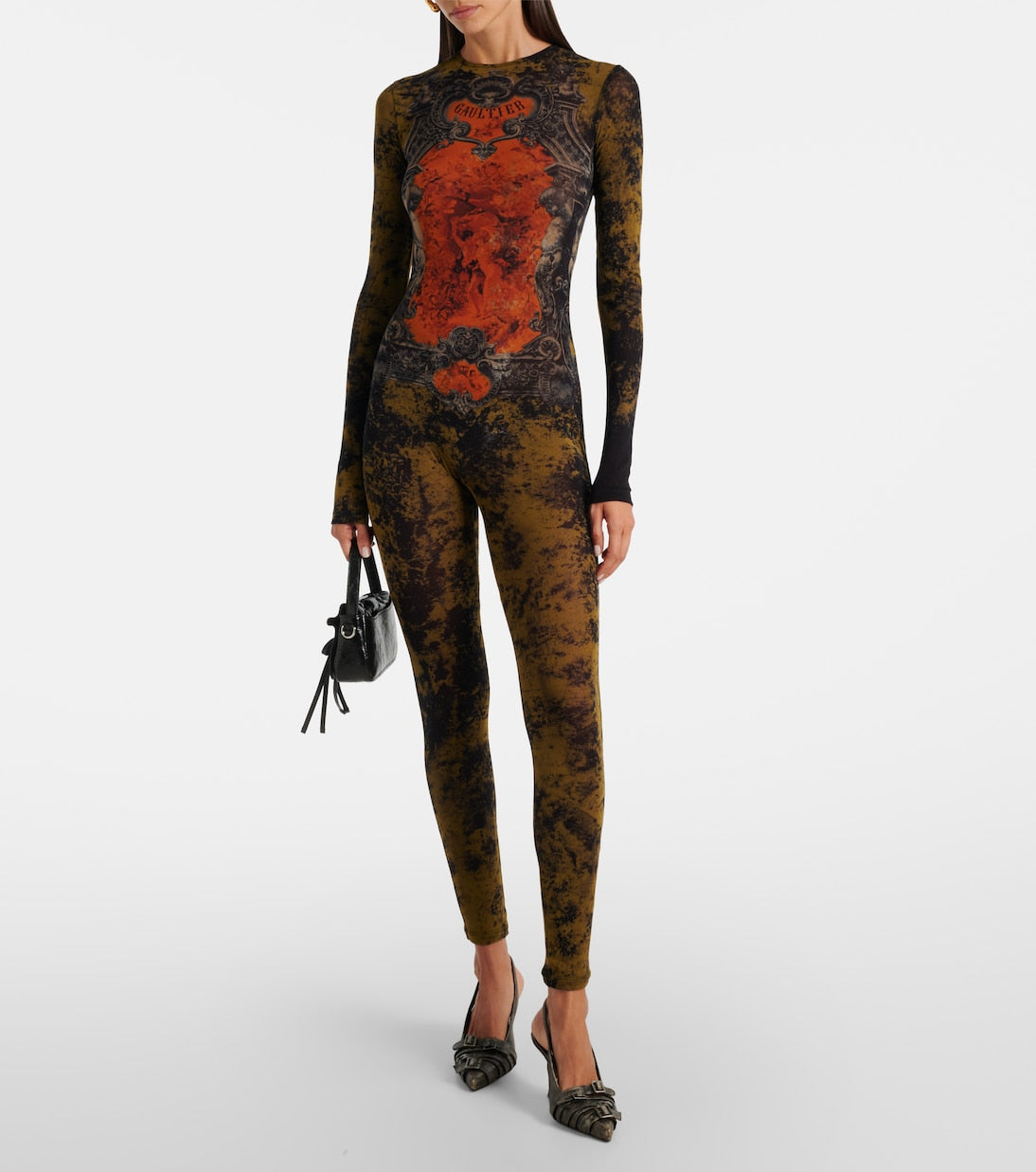 Jean Paul Gaultier - Médallion printed mesh catsuit